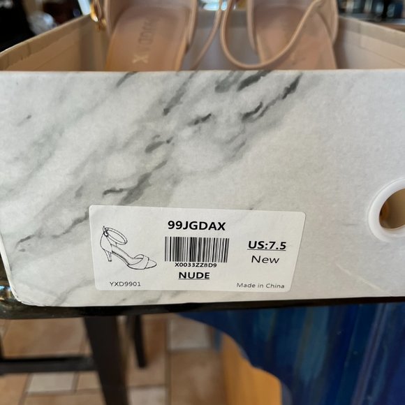 Women's Nude Open Toe Ankle Strap High Heel Sandals 7.5 - Picture 4 of 7